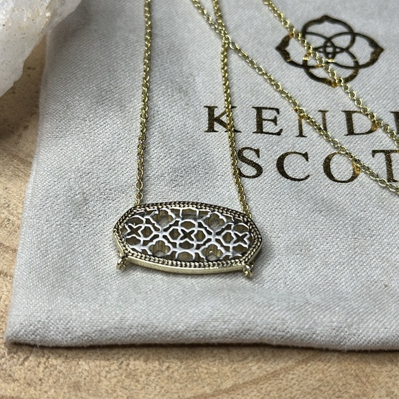 Kendra Scott Dollie Silver & Gold Filigree Metal Pendant Necklace - Picture 3 of 7